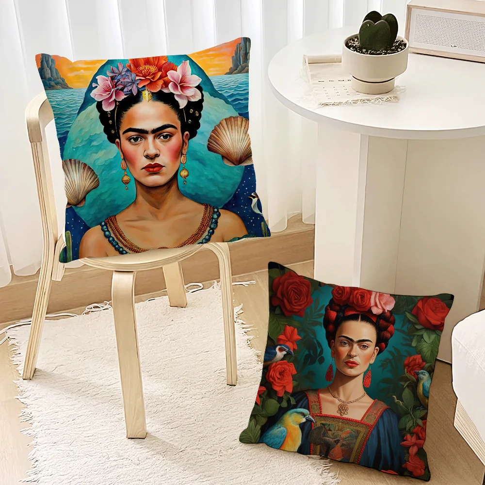 Fashion F-Frida K-KahlosS Pillow Case Living Room Accent Couch Back Support Square Lounge Restful Nap Companion ﻿