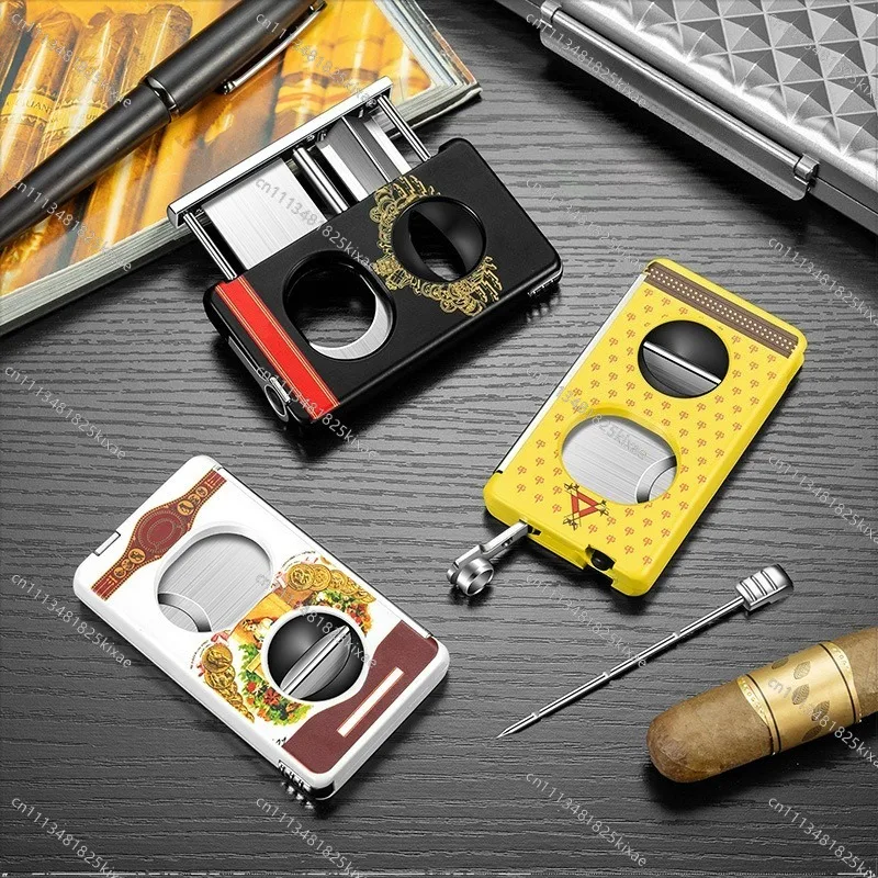 For Cigar Cutter 5-in-1 Multifunctional  Cutter Flat V-mouth Cutter with Drill Cigar Pin