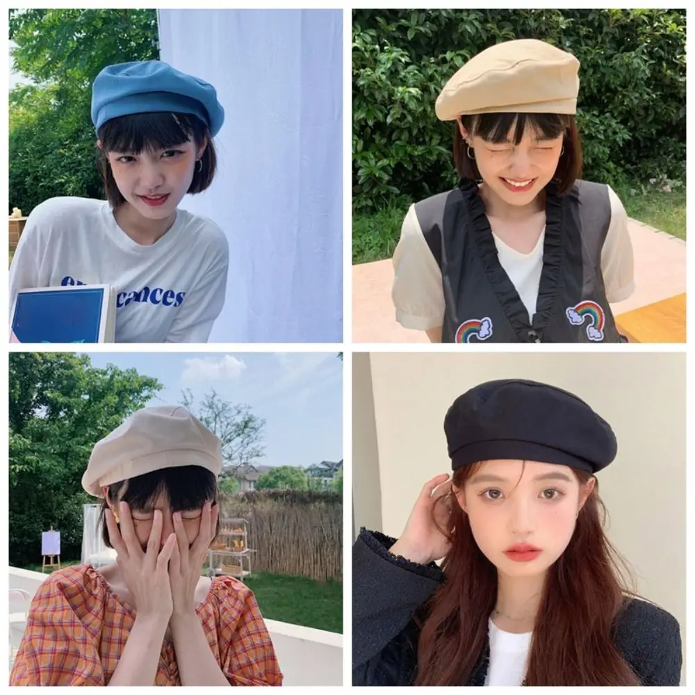 Fashionable Cotton Berets Japanese Style Solid Color Painter Cap Retro Hat Girls