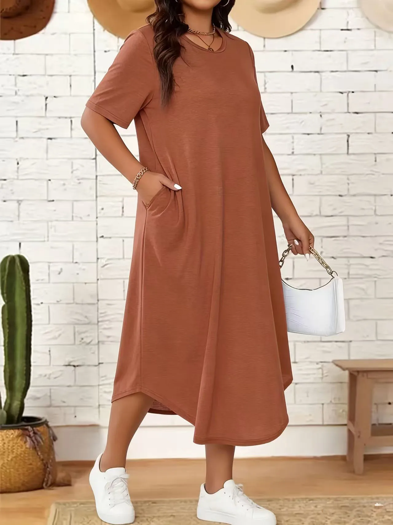 Dames plus size jurk zomer korte mouw