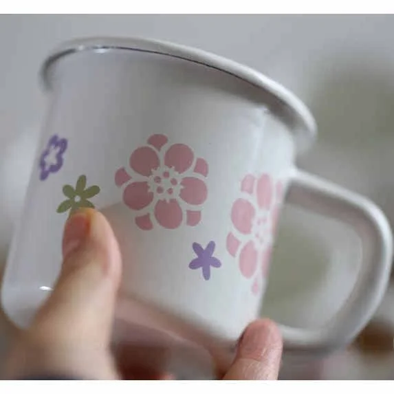 

Creative Cute Enamel Mug Office Water Drinking Cup Milk Coffee Breakfast Cup Household Essential Durable Enamelware Cup