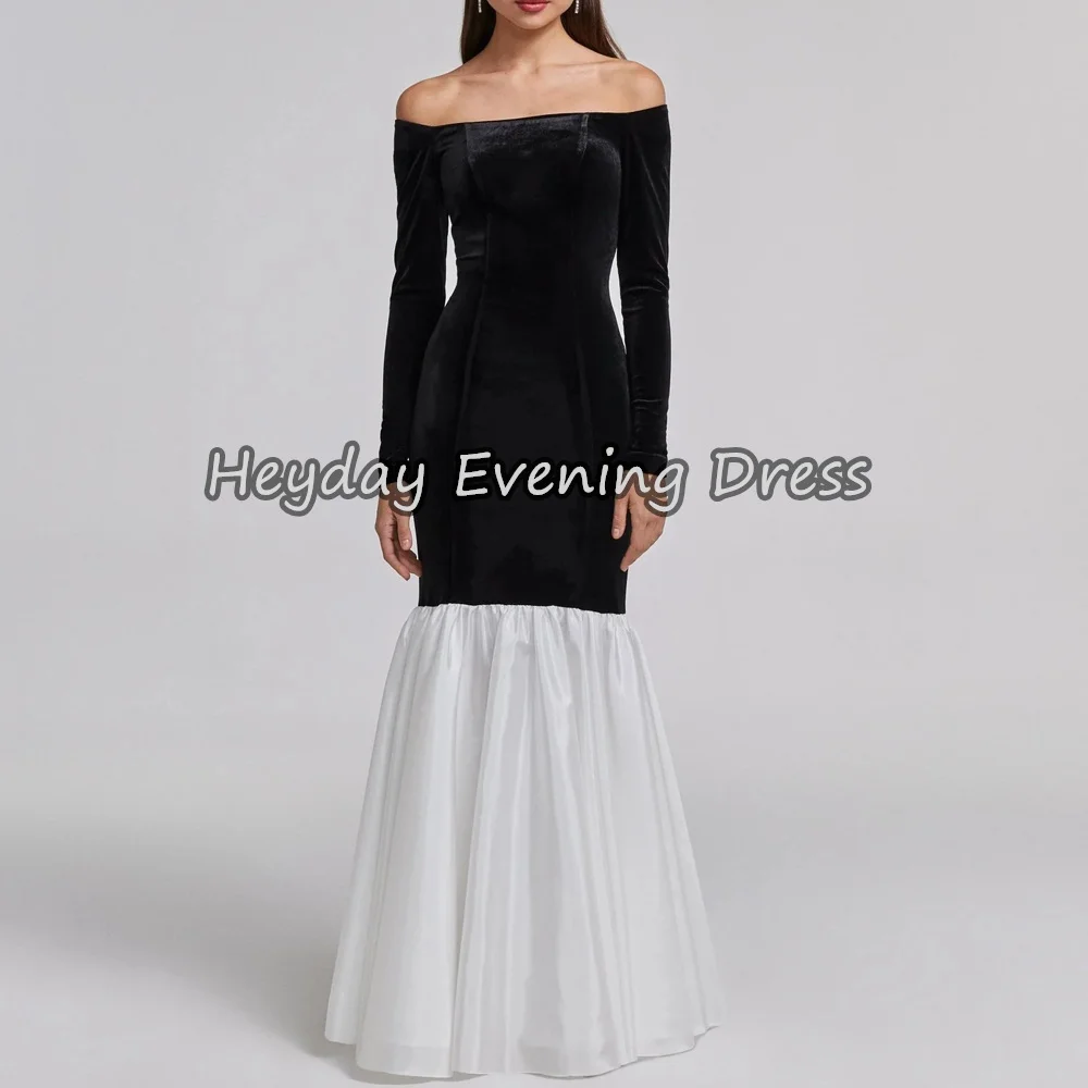 

Heyday Velour Mermaid Strapless Pleats Floor Length Simple Saudi Evening Dresses For Women 2025 With Long Sleeves Party Dress