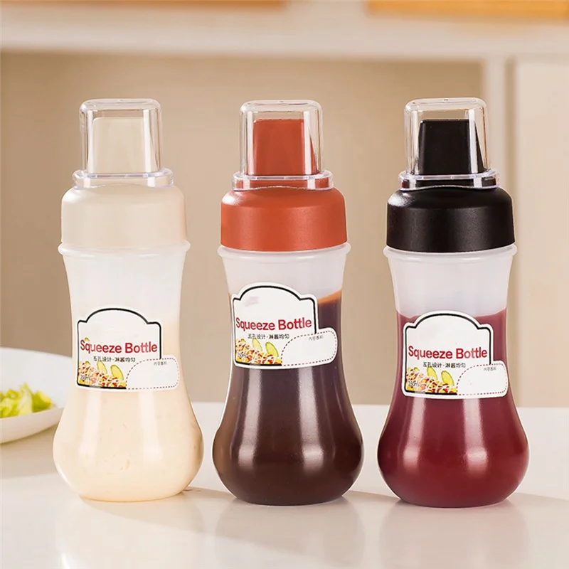 

AA21-Ketchup Squeeze Bottle Restaurant Squeeze Bottles With Leak-Proof Cap Portable Sauce Storage Boxes Black