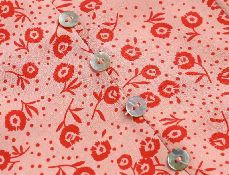 레트로 플로럴 프린트 싱글 버튼 브이넥 반소매 롱 드레스 예술적 슬림핏 A라인 스커트 스트리트 스타일 봄 컬렉션