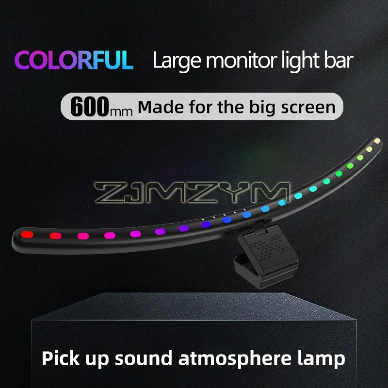 60cm Curved Monitor Light RGB Backlight, Eye-Care 3 Colors Light Computer Light Bar Gaming Office Desk Lamp, Stepless Dimmable