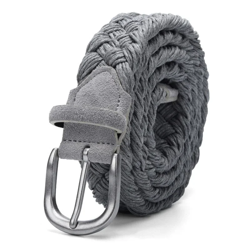 Ceinture en daim tressée pour femme, bouton en alliage environnemental, ceinture tissée à la main, ceinture décorative pour robe et jean, Melon al Warm Designer, haute qualité