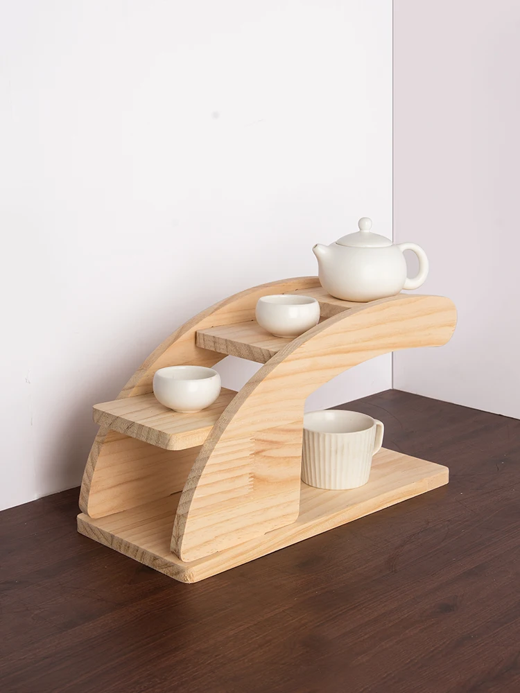 

Simple table rack pine desktop finishing storage multi-layer