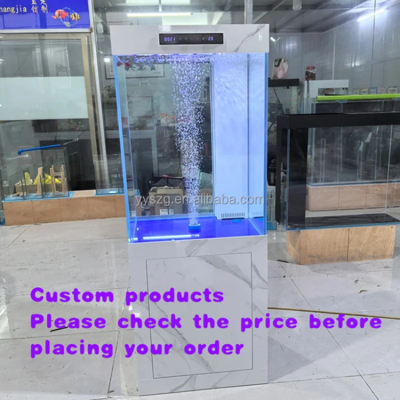 

custom.Custom White Glass Fish 60x160cm with Bottom, Bubble Stone and Stainless Steel Stand Home & Commercia