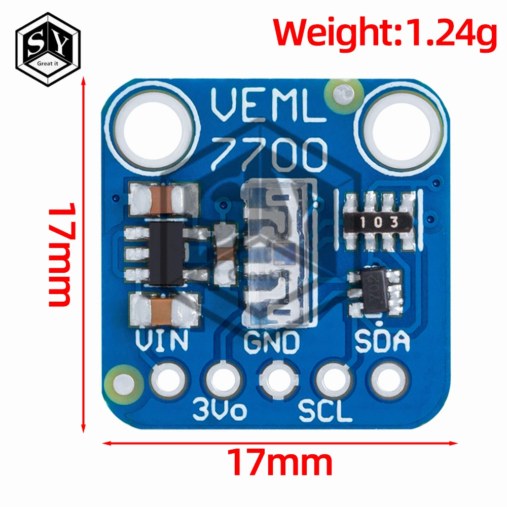 Módulo Sensor de luz ambiental VEML7700, placa Sensor de medición de luz Lux de 120k, interfaz I2C IIC de 3,3 V y 5V para Arduino Raspberry Pi