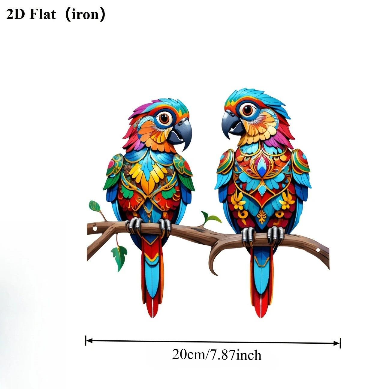 2D Flat Two Adorable Metal Bird Wall Art Decor - Perfect for Patio, Garden, Living Room, and Bedroom Fence Decoration