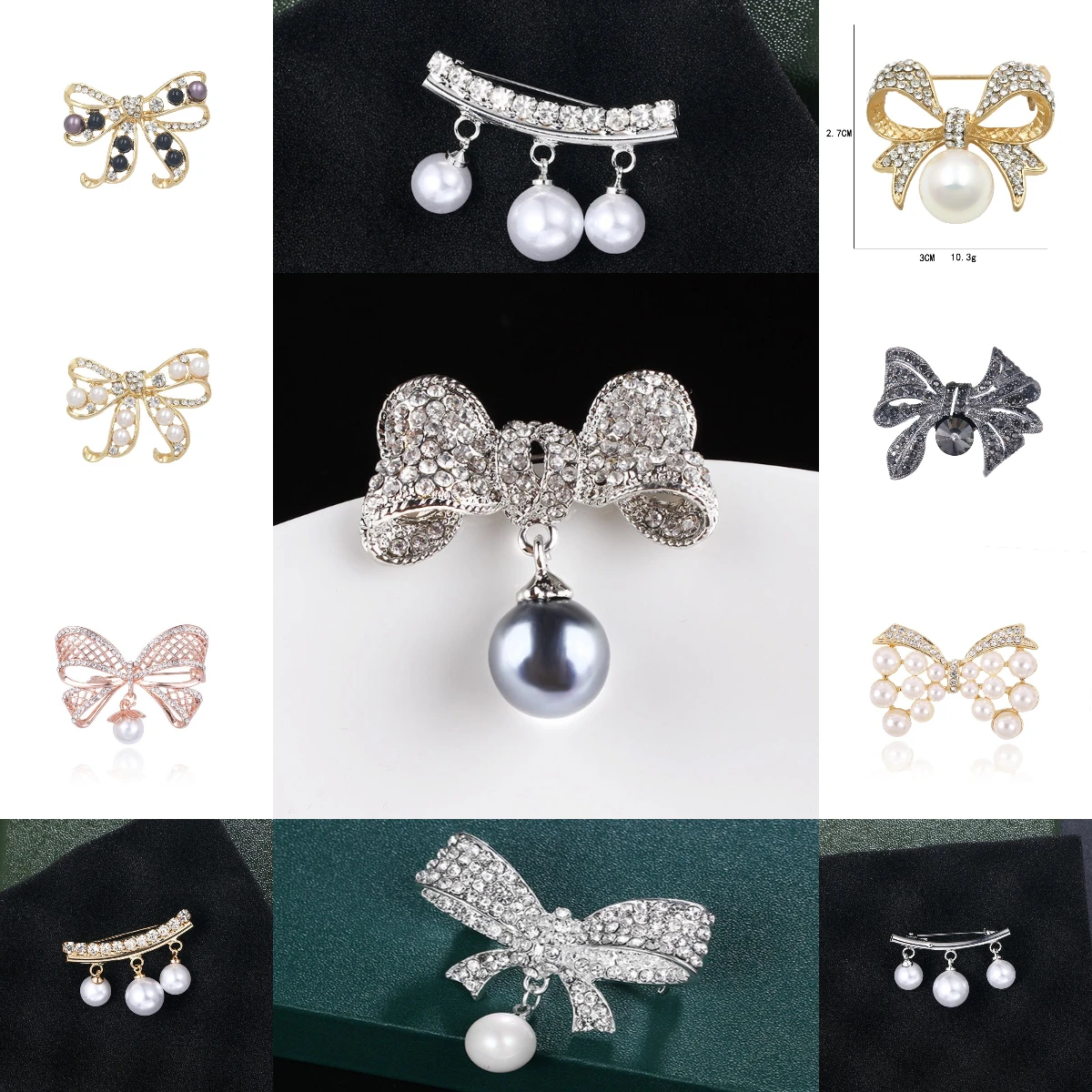 Cross border fashion new chest flower, bow brooch pin anti glare collar pin for women, clothing accessories