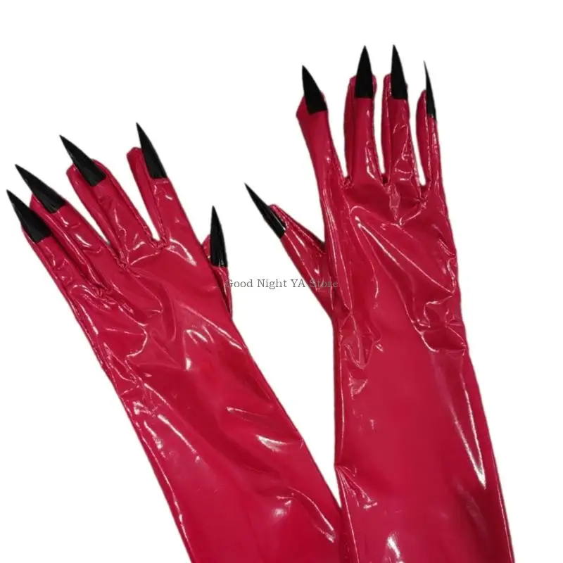 2pcs Halloween Funny Gloves Scary Monsters Masked Mittens Long Leather Gloves