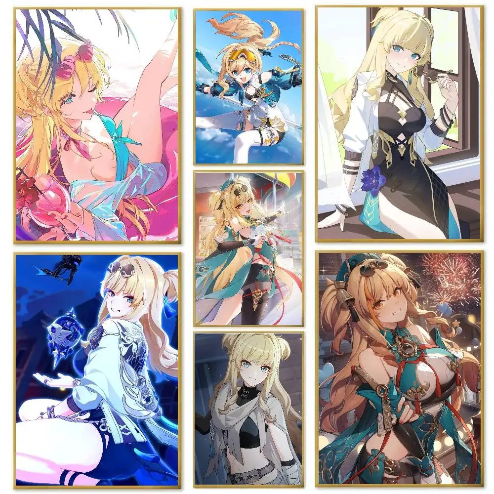 Songque Animated Game H-Honkai Impact 3rd Poster Art Sticky Wall Waterproof Home Living Room Bedroom Bar Aesthetic Decoration