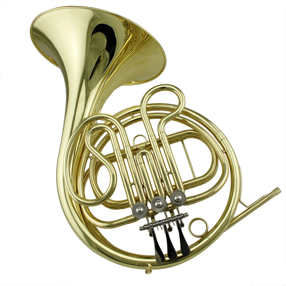 

Gold lacquer Brass body and Yellow brass tuning pipe 3-key French Horn