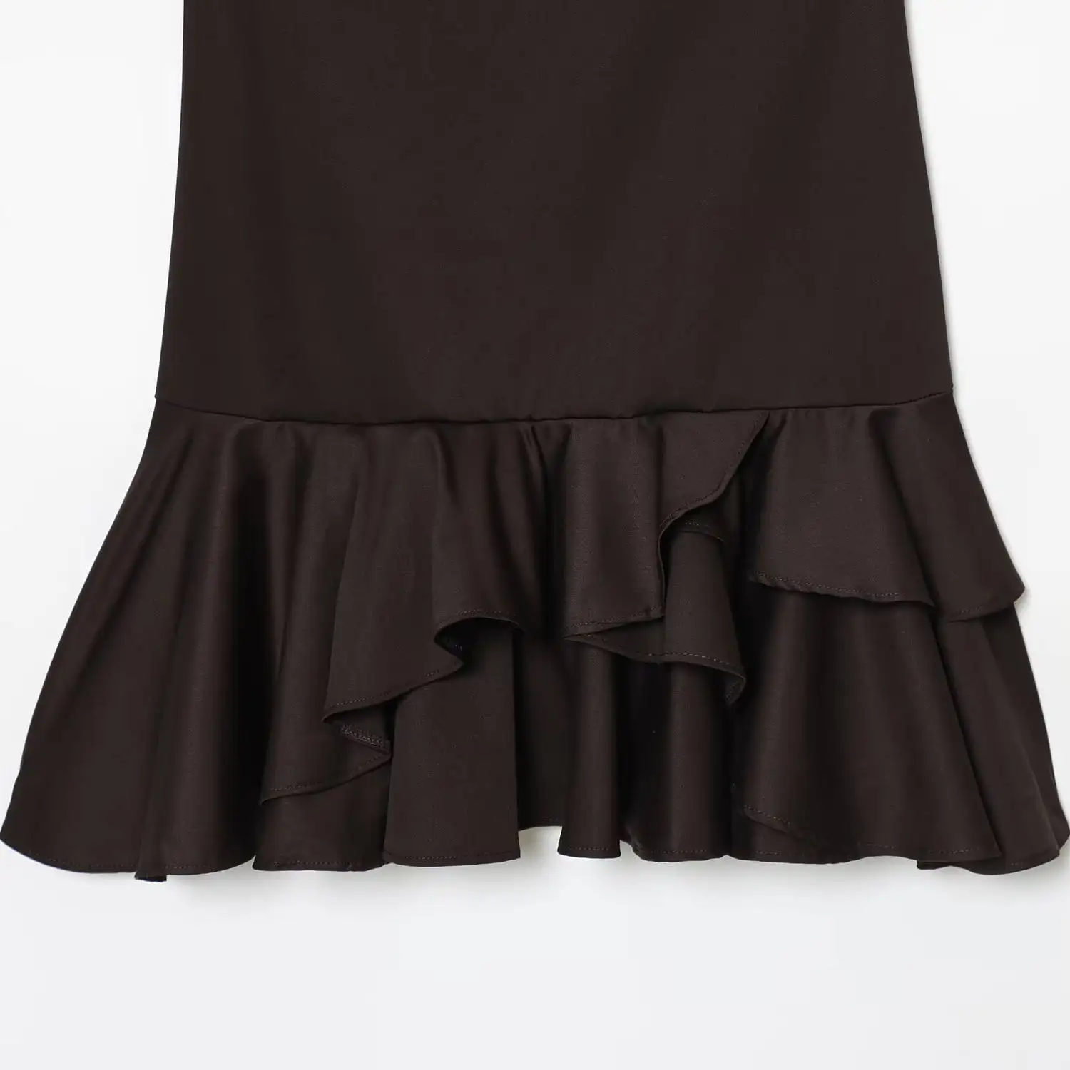 Jnleaog outono novo design de faion feminino ort dr em camadas decoração elegância saia linha a cor pura fibra de poliéster