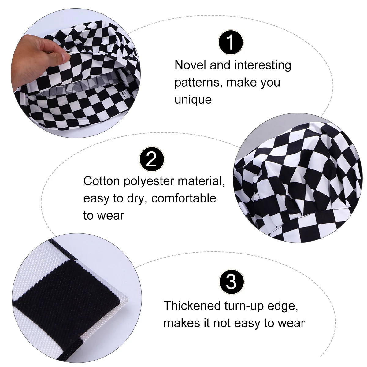 1 pezzo di cappello dal design classico in cotone poliestere, comodo e facile da pulire per la cucina del ristorante