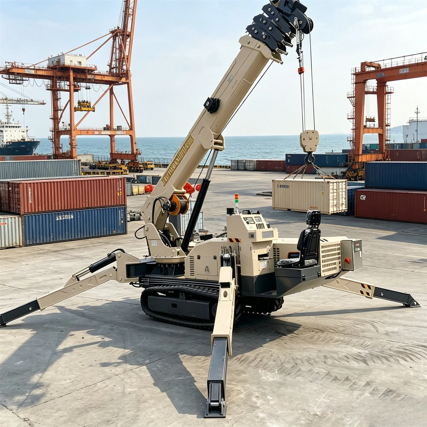 Customized Mobile Spider Crane Heavy Duty 3 Ton 5 Ton 8 T 10 Ton Spider Crawler Crane Fly Jib Arm Portable Lifting Spider Crane