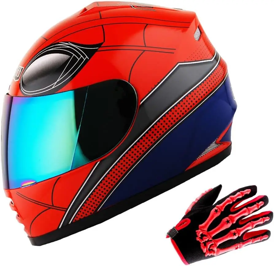 

Молодежный мотоциклетный анфас шлем уличный велосипед BMX MX детский паук красный MX скелет перчатки комплект