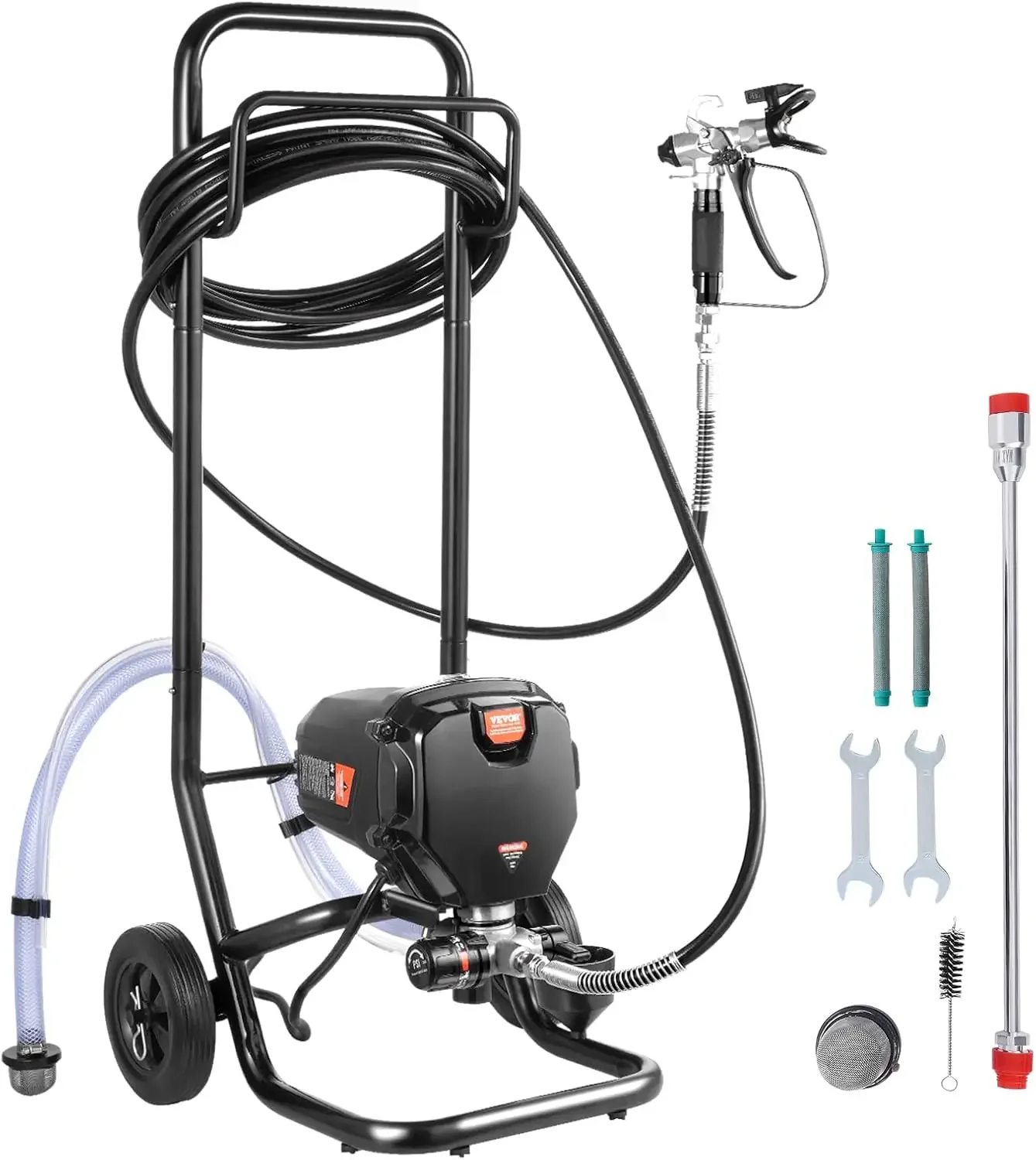 750W Stand Airless Paint Sprayer,3000PSI ประสิทธิภาพสูงไฟฟ้า Airless Sprayer พร้อมรถเข็น,สี Sprayers สําหรับภายในบ้าน