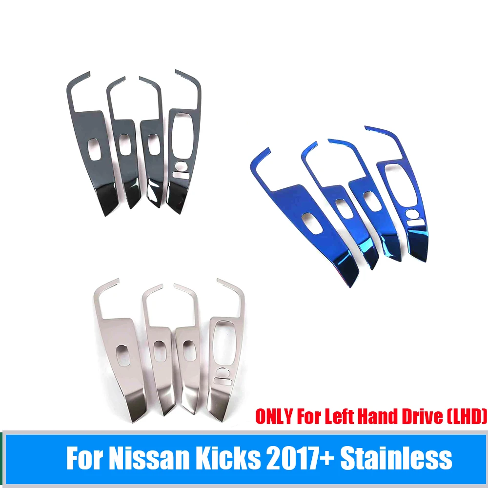 

For Nissan Kicks 2017-2021 Stainless steel LHD Car Door Window glass Lift Control Switch Panel Cover Trim Styling Accessories