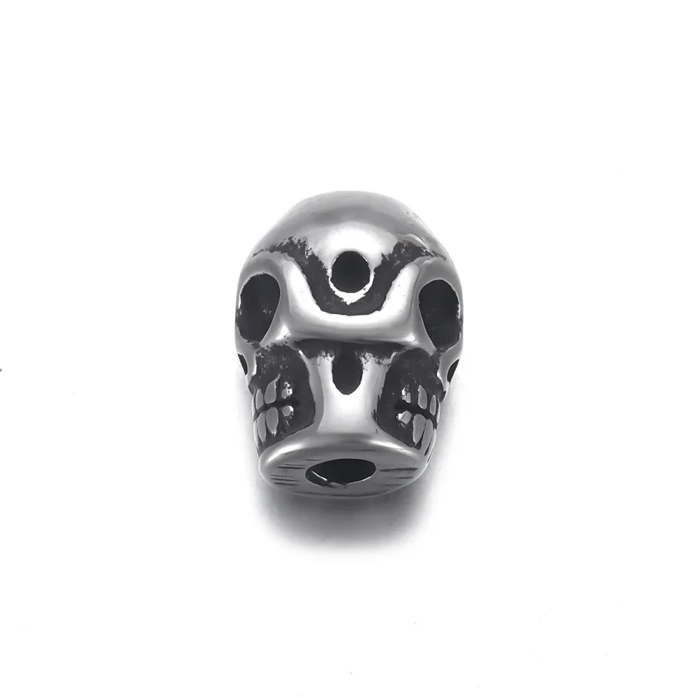 Stainless Steel Skull Bead Spacer Polished 2mm Hole Beads Metal Charms DIY Bracelet Jewelry Making Accessories