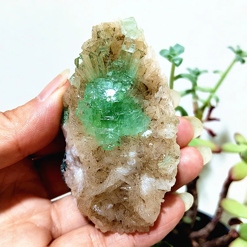 Natural Stone Raw Minerals Apophyllite Shining Crystals Samples Zeolite Symbiont Feng Shui Meditation Energy Room Decoration