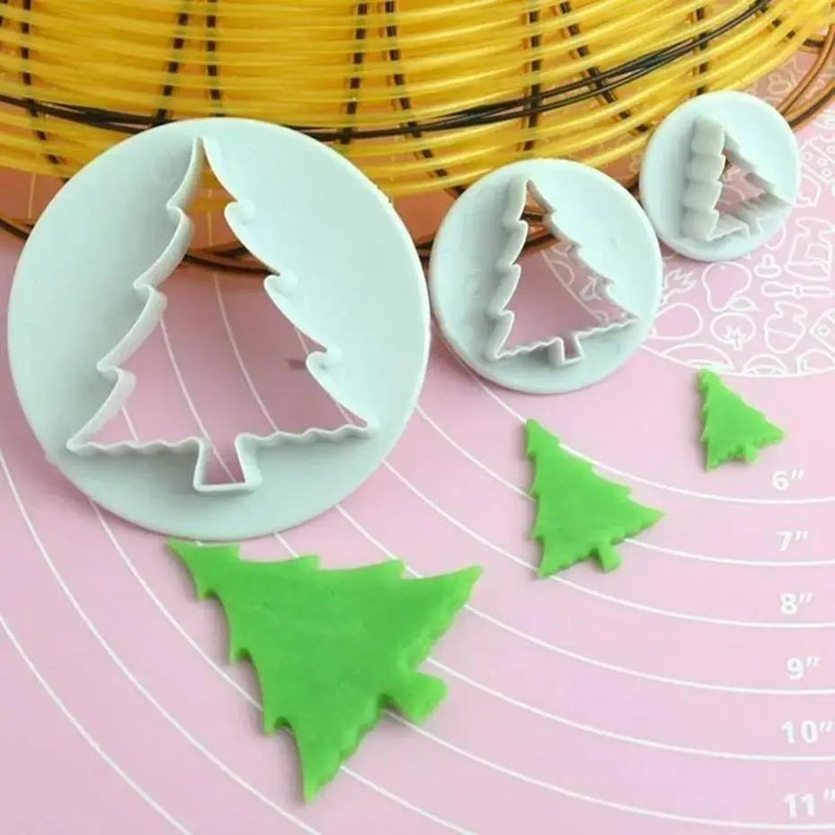 Creative New Christmas Tree Cookie Cutters Set 3Pcs Multifunctional Biscuit Candy Dough DIY Pastry Kitchen Baking Accessories