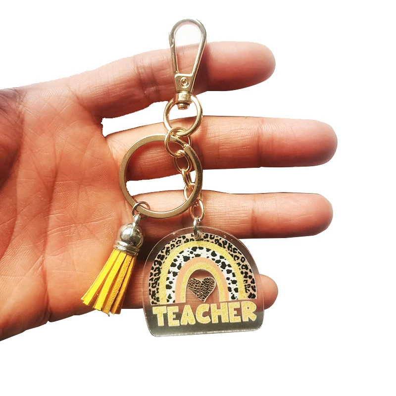 Thank You Teacher A Great Teacher Rainbow Keyring Cute Teacher keychian Ladies Men Leave Teacher Mentor Gift Ideas