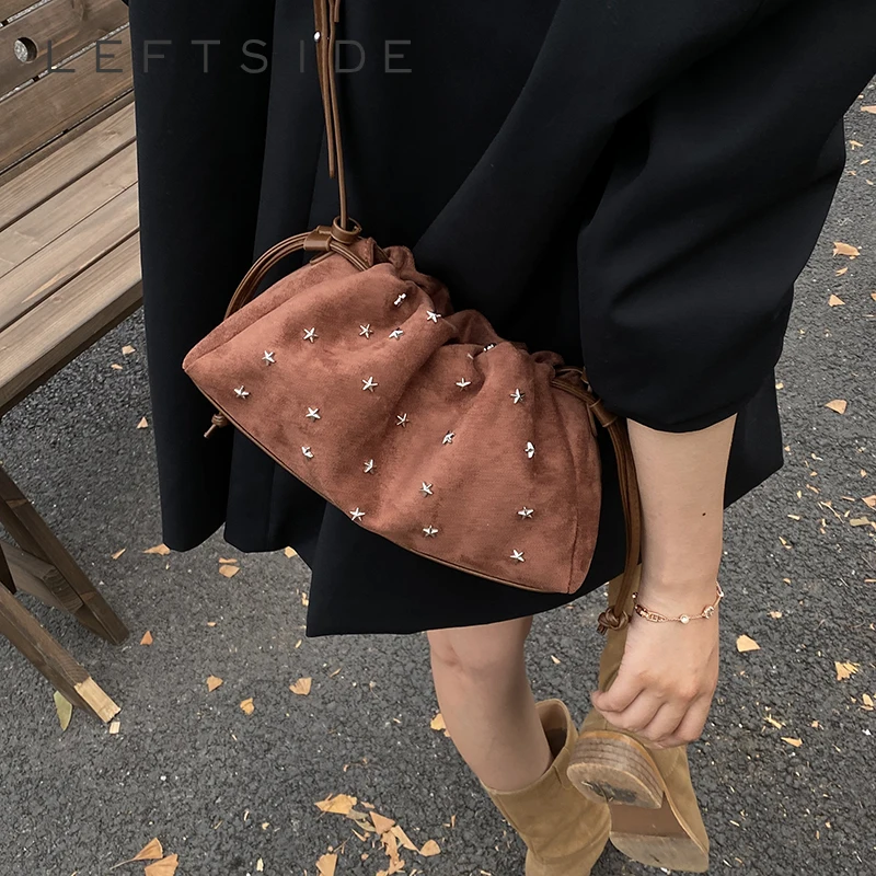 

LEFTSIDE Women PU Leather Shoulder Bag 2025 Winter Retro Soft Crossbody Bag Luxury Designer Trend Female Handbags and Purses