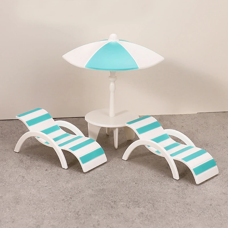 Hot Sale Dollhouse Chair Toy Set Ornaments Decoration Miniature Handicrafts House Beach Umbrella Sun Micro Mini Landscape Double