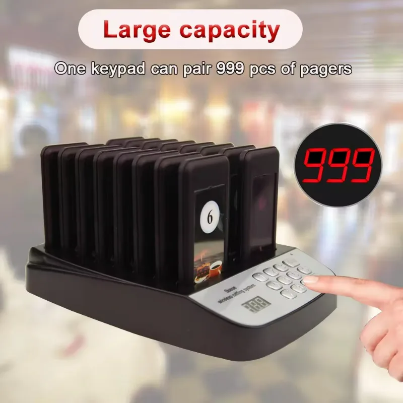 Restaurant Wireless Guest Paging Coaster Pager Calling System Device for Fast Food Long Distance Transmitter Wireless