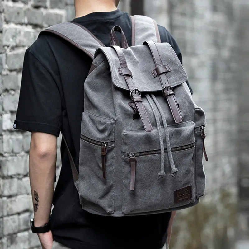 

new fashion men's backpack vintage canvas backpack school bag men's travel bags large capacity travel laptop retro bag