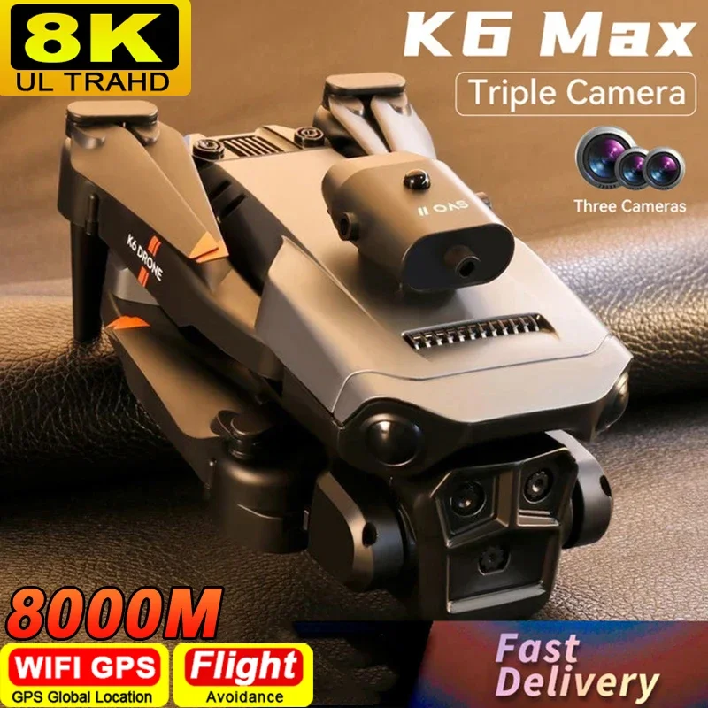 For Xiaomi K6 Max Drone 8K GPS Professinal HD Three Cameras Wide Angle Optical Flow Four-way Obstacle Avoidance Quadcopter Toys