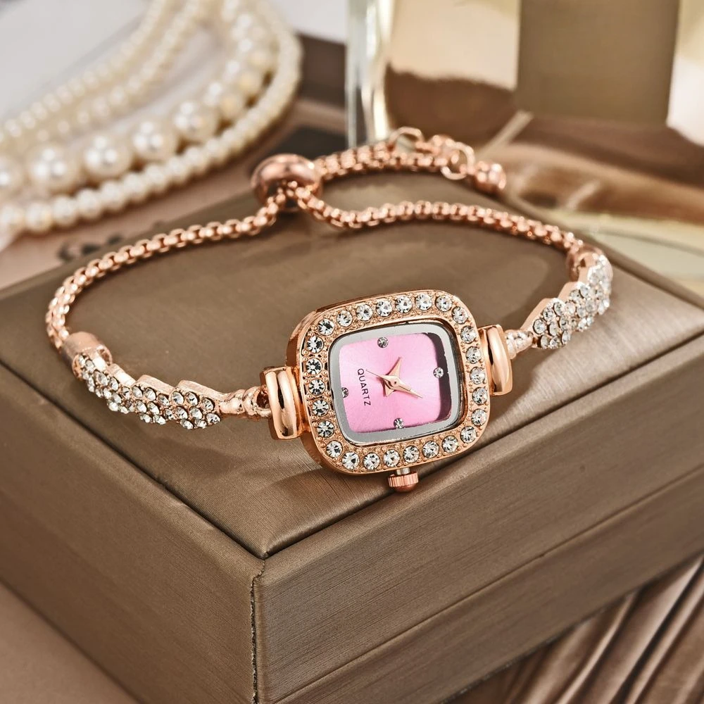 

Elegant Quartz Wristwatches Luxury Adjustable Bracelet Watches for Women Diamond Crystal Watch Часы Женские Наручные