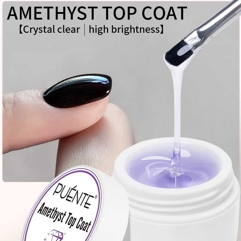 PUENTE 15ml Top Coat di ametista non pulito Super luminoso per il contrusione delle unghie Linea d'onda 3D Design cromato Soak Off Smalto per unghie gel UV
