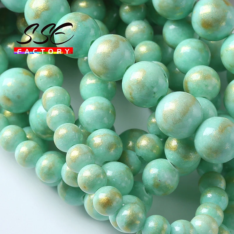 

4 6 8 10mm Green Lapis Lazuli Jades Beads for Jewelry Making Natural Stone Round Loose Beads Diy Charm Bracelets Accessories 15"