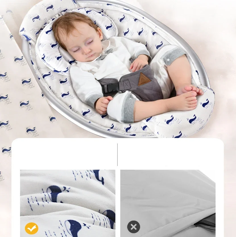 Electric Baby Bouncer - Bluetooth with Five Gear Swing, Intelligent Timing, Pure Cotton Baby Rocker Cradle, Hot Mom Design