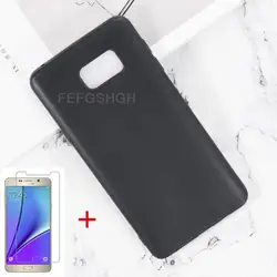 Anti-knock Soft TPU Phone Case For SAMSUNG Galaxy Note 5 N920 N920F N920A N920C Silicone Caso Cover Bumper Tempered Glass