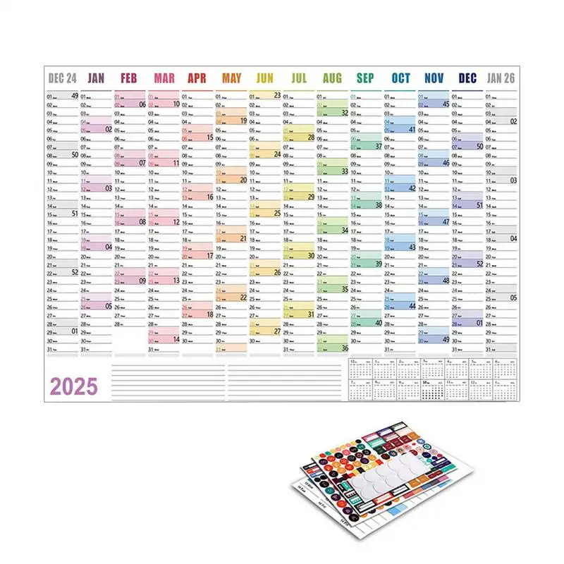 Yearly Wall Calendar Yearly Planner Display Calendar Multifunctional Thick Paper Calendar 74.2x52.5cm/29.21x20.67 Inch Annual