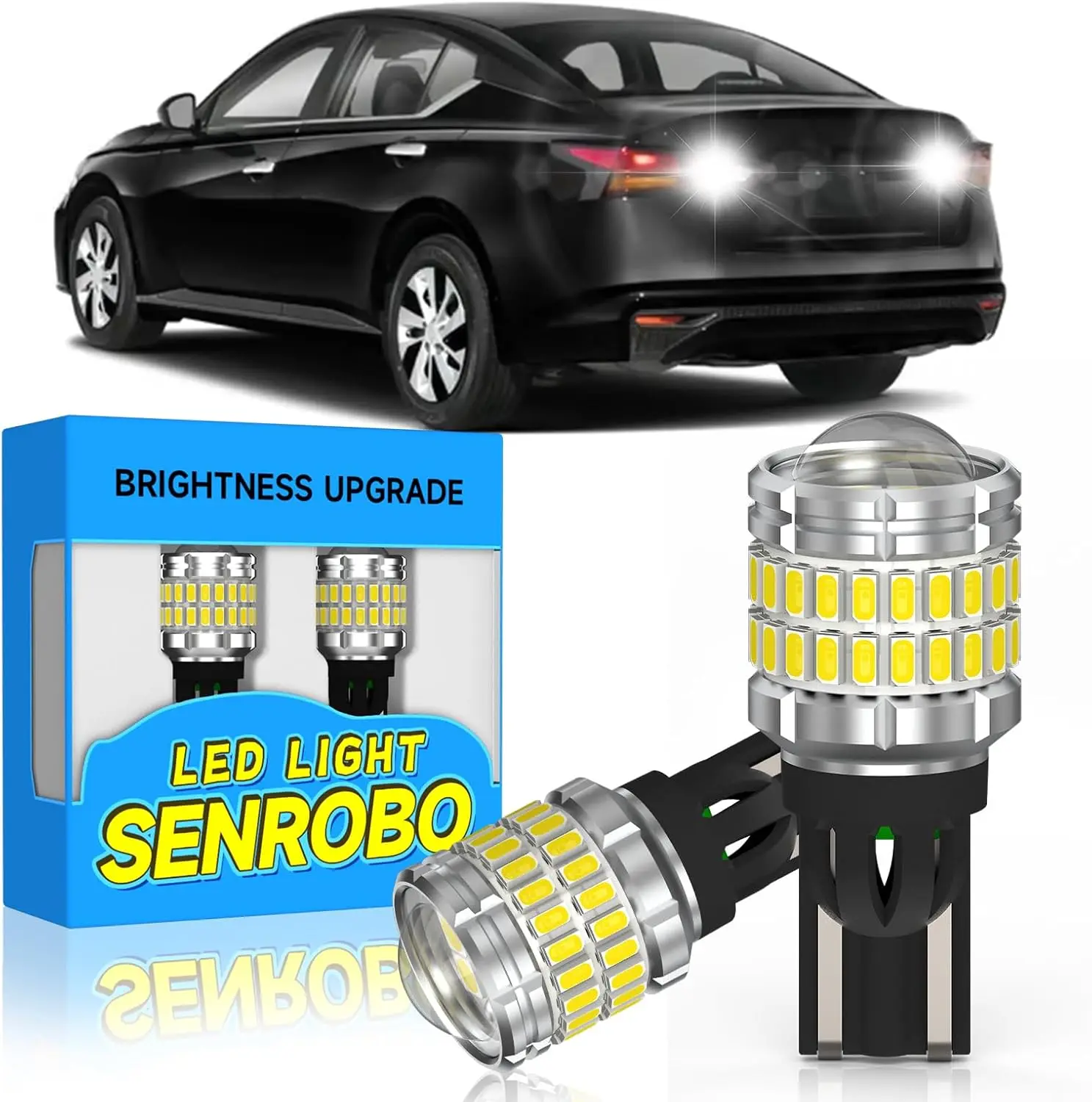 

921 912 LED Reverse Light Bulb Fit for Nissan Altima 1998-2024, Super Bright T15 LED Bulb with Lens, 6000K Cool White Backup Lig