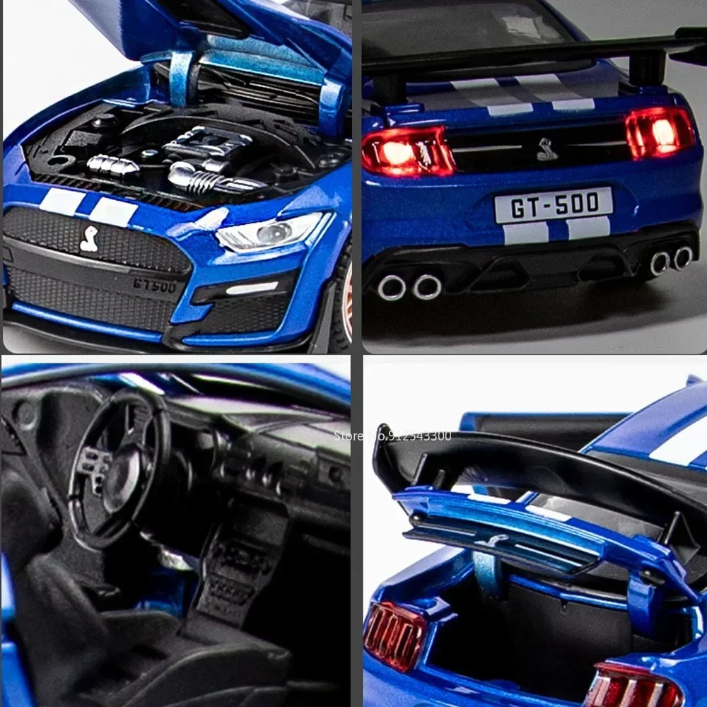 Maßstab 1:32 Ford Mustang Shelby GT500 Spielzeugautomodell Legierung Druckguss Sound Licht Zurückziehen Fahrzeugmodelle Kinder Weihnachtsgeschenke