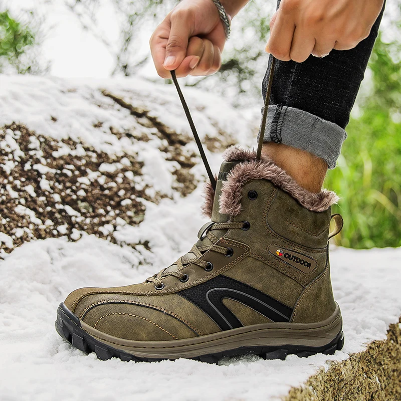 

Men's New Winter Footwear Thick Fleece-Lined Thermal Snow Boots Comfortable and Versatile Winter Anti-Slip Footwear Outdoor