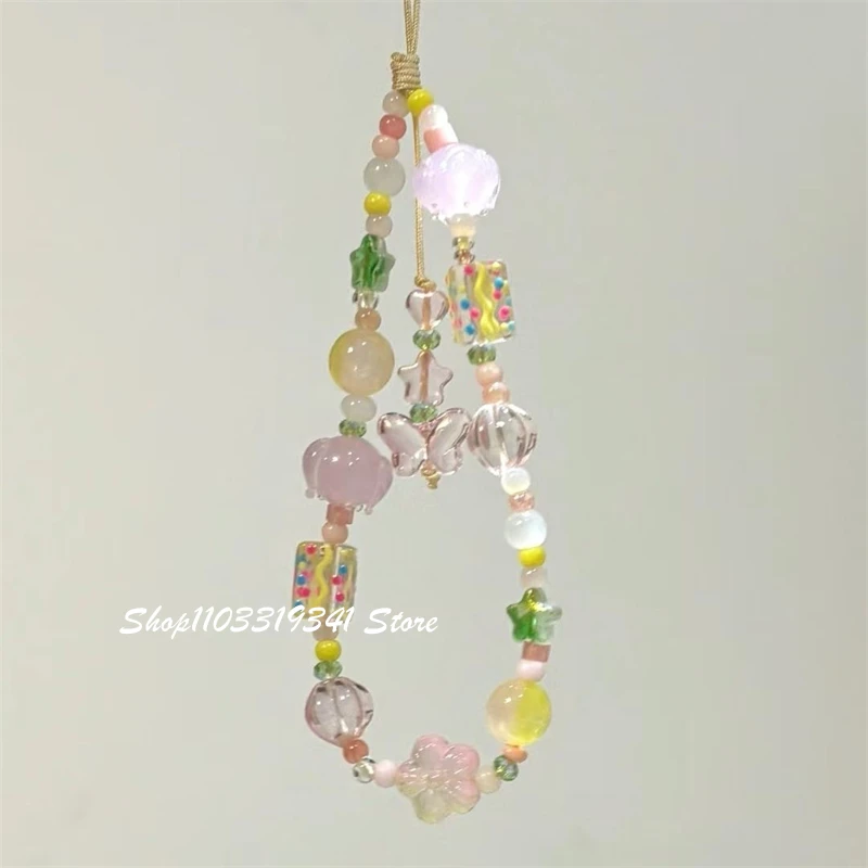 

Cute 3D Lily Of The Valley Beaded Phone Charm Chain For Phone Case Phone Straps Accessories Anti-Lost Keychain Lanyard Girl Gift