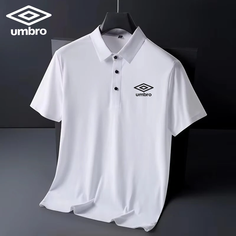 Embroidered Umbro Summer Ice Silk Nylon Polo Shirt High-End T-Shirt New Half Sleeve Non-Marking Casual Business Thin Menswear