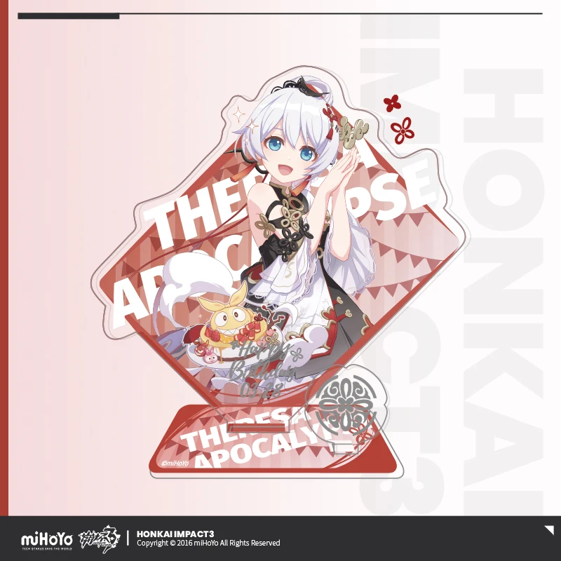 Game Honkai Impact 3 Theresa Apocalypse Cosplay Stand Accessories Set Birthday Gift Box Anime Acrylic Pendant Statue Metal Badge image 2