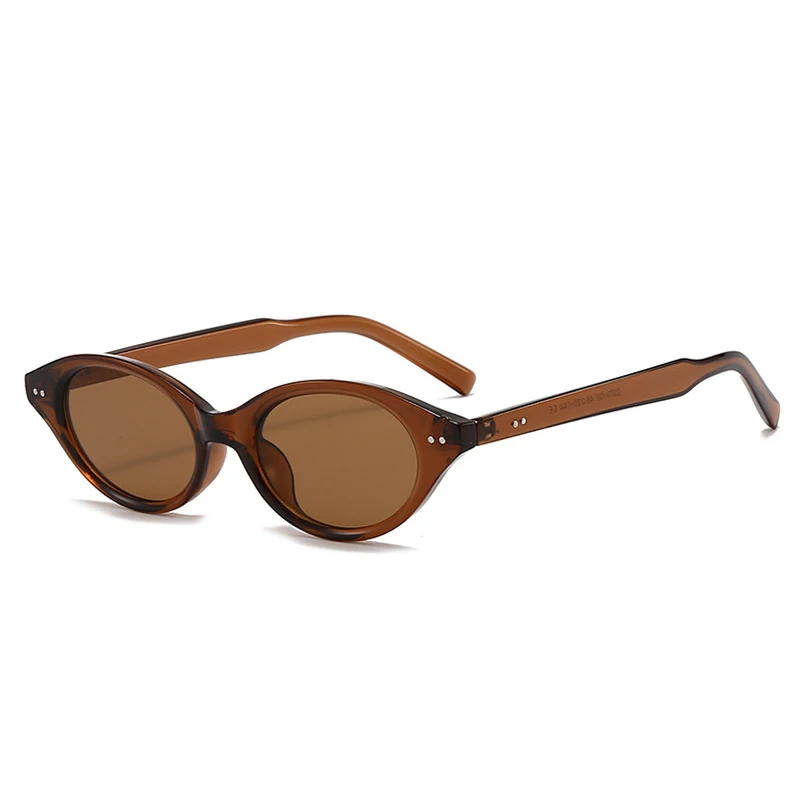 Shauna Fashion Kleine Cat Eye Zonnebril Vrouwen Retro Klinknagels Tinten Uv400 Mannen Trending Groene Thee Ovale Lens Zonnebril - afbeelding 1
