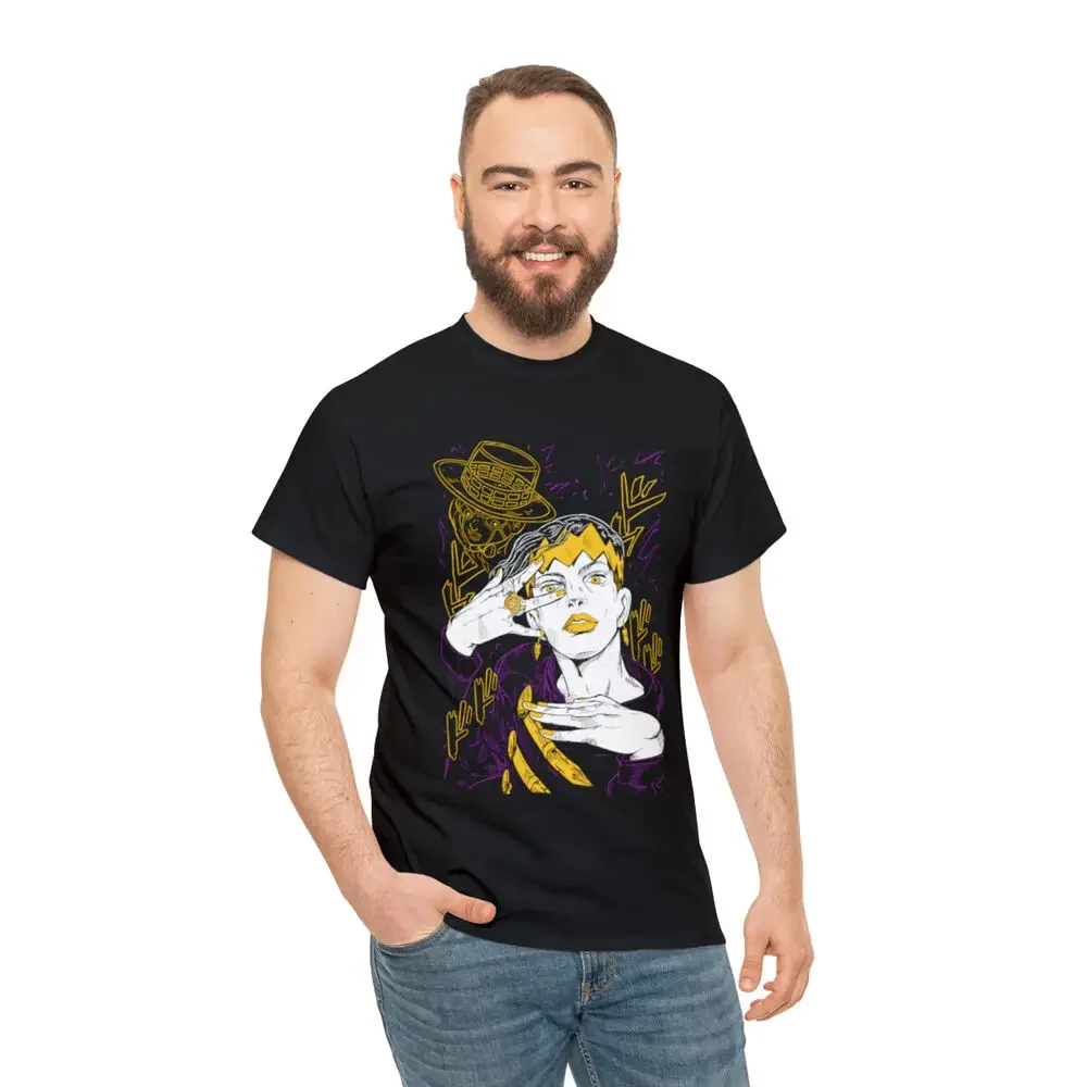 Jojo's Bizarre Anime Camiseta Preta, Rohan Kishibe T-Shir, Giorno Giovanna, Todos os Tamanhos