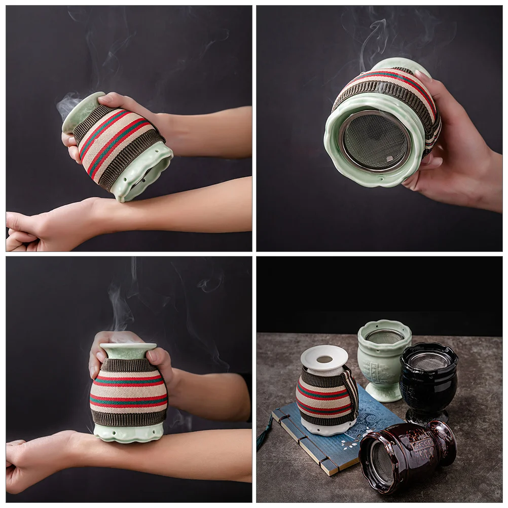

Reusable Moxibustion Pot Ceramic Physiotherapy Instrument Fumigation Apparatus Herbal Moxa Can Lightweight Portable Health Care