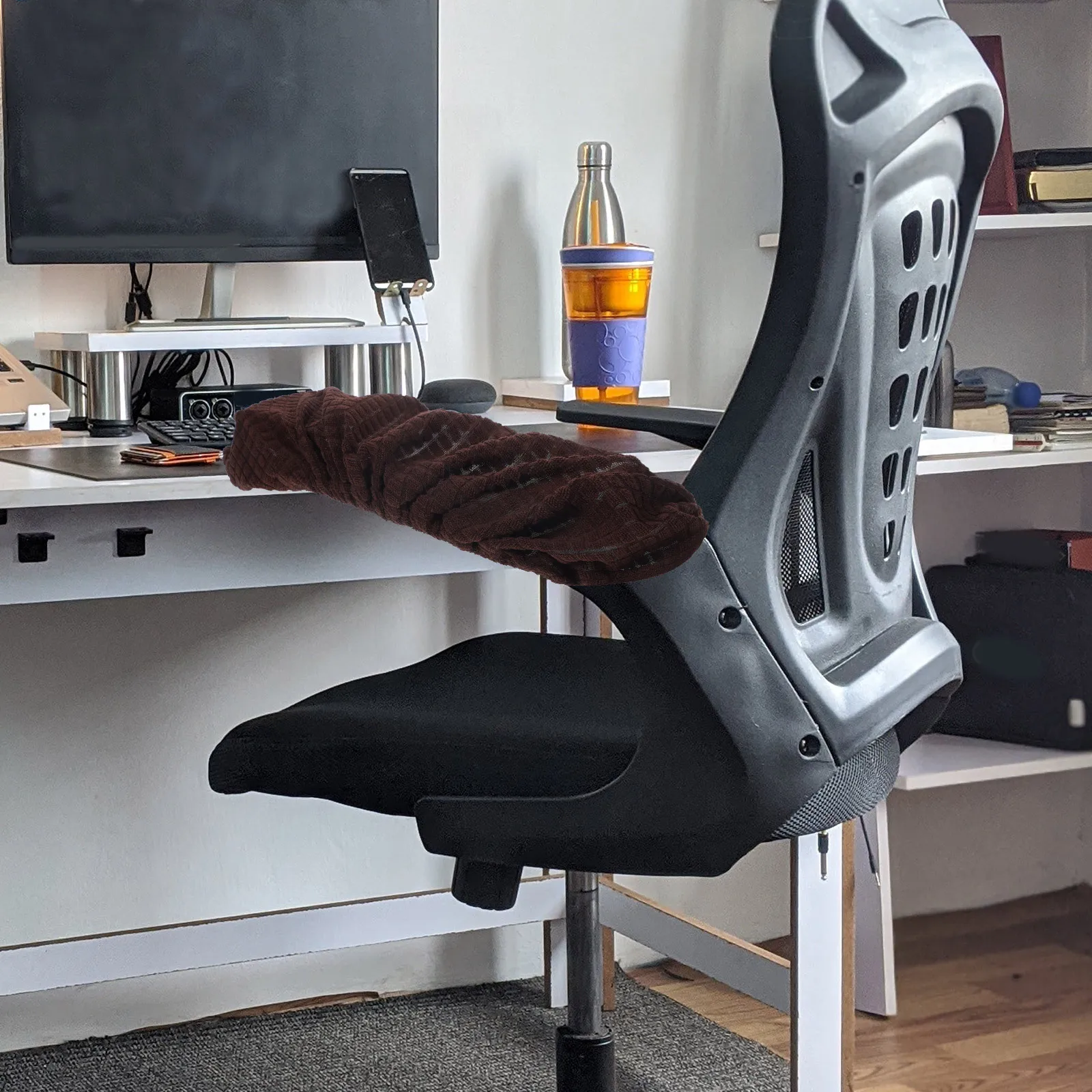 

1Pair Universal Fit Armrest Covers for Chairs Heavy Duty Polyester Chair Arm Pads Removable Washable Support for Elbow Comfort