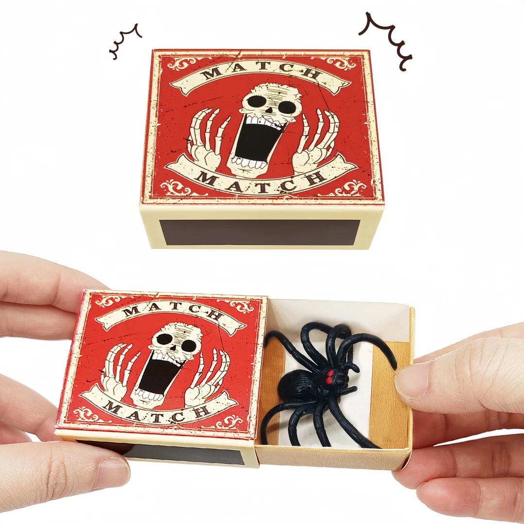 Caja de cerillas impactante, modelo de araña serpiente simulada, insecto de pegamento suave para Halloween, Día de los Inocentes, juguete creativo y divertido de broma, 5/2 unidades
